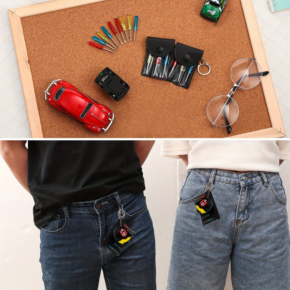 Mini Tape Measure & Screwdriver Keychain Tool Set 96 Pack – Bulk Party Favors for Men, Father's Day Gifts, DIY Emergency Keychain Tools, Compact Measuring Tape with Mini Screwdriver