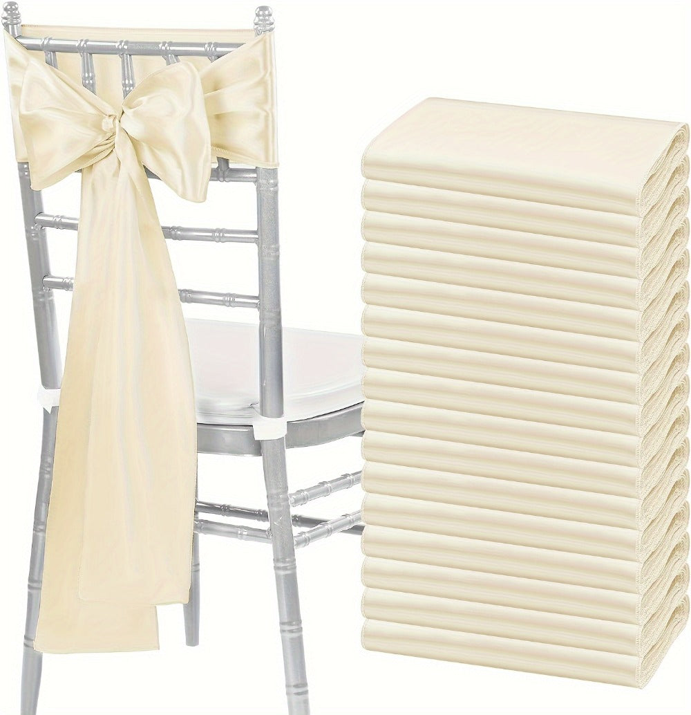 100pcs Satin Chair Sashes Bows for Wedding Banquet Party Event Decoration – 13 Colors, 18×275cm