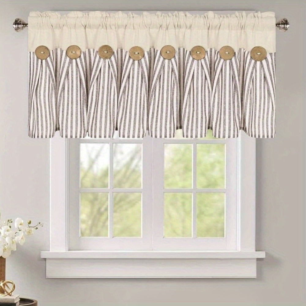 Semi Sheer Curtains Bohemian Linen Cotton Patchwork Grommet Top Window Drapes for Bedroom Living Room Kitchen Bathroom Cafe - Boho Country Cottage Style 4 Seasons 1 or 2 Panels