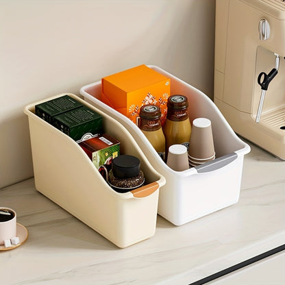 Plastic Multifunctional Storage Box Set of 2 - Curved Organizer Bins for Cleaning Supplies, Household Necessities, Kitchen Bathroom Countertop Home Organization