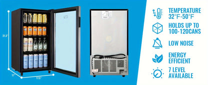 Beverage Refrigerator with Glass Door – Mini Fridge 2.0/3.5/4.0 Cu Ft, LED Lights, Adjustable Shelves, R600a Cooling for Beer, Wine & Drinks, Home, Office & Bar