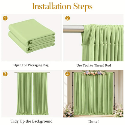 Blackout Backdrop Curtain 4 Pack 5x10 Ft - Heavyweight Nonwoven, Wrinkle-Resistant, Smooth Hanging for Wedding Birthday Baby Shower Party Photography Background Decoration