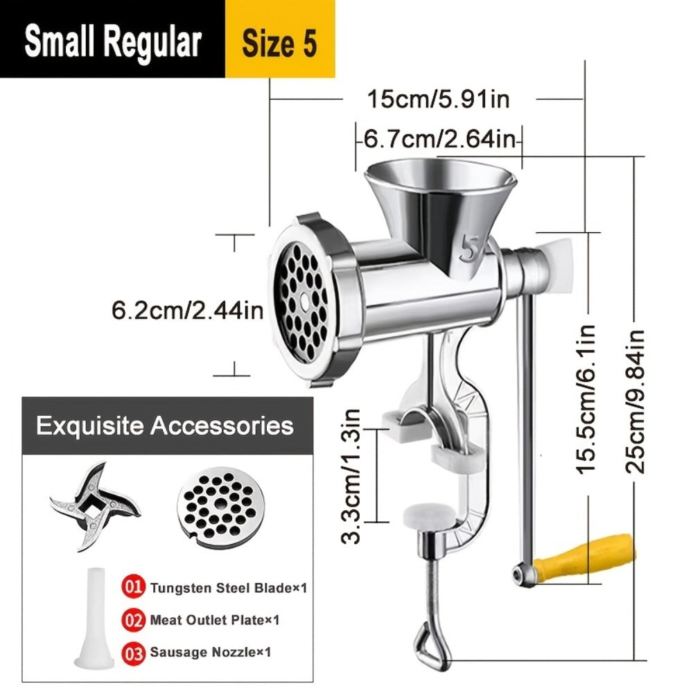 Manual Meat Grinder with Table Clamp Heavy Duty Stainless Steel Hand Crank Food Processor for Grinding Meat Vegetables & Spices – No Electricity Required