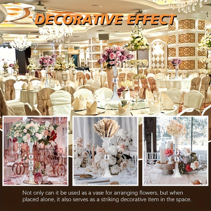 Tall Acrylic Vases 2-Pack – 24.8 Inch Clear Ribbed Floor Vase with Gold Rim, Transparent Crystal Flower Stand for Wedding Centerpiece, Bridal Shower, Bohemian Decor & Home Living Room