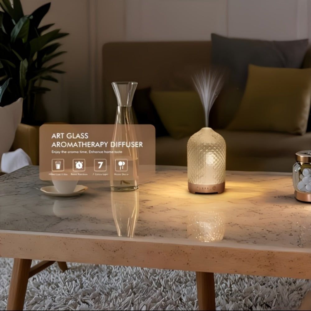Essential Oil Diffuser Aromatherapy Humidifier with 7 Color LED Lights, Whisper-Quiet Operation, Auto Timer & Shut-Off, Cool Mist for Bedroom, Office, Yoga, Sleep — 200ml & 6.76oz Options