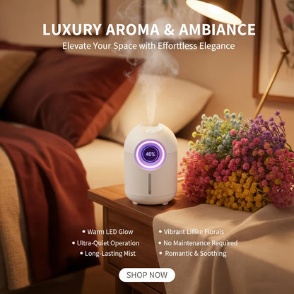 Aroma Humidifier Set of 3 with Soft LED Night Light | Quiet Mini Humidifier Pack, Adjustable Mist, Room Air Freshener for Bedroom, Living Room & Office | Holiday Gift Set White & Green
