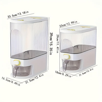 Rice Storage Container with Measuring Cup & Time Markings – Large Capacity 11/22LB Airtight Grain Dry Food Pantry Kitchen Organizer
