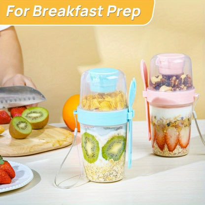 Yogurt Parfait Cups with Leakproof Lids and Spoons 4-Pack 27oz Large Microwave Safe Stackable Breakfast Containers Separate Toppings Compartment BPA-Free for Overnight Oats Cereal Meal Prep Home Office Travel