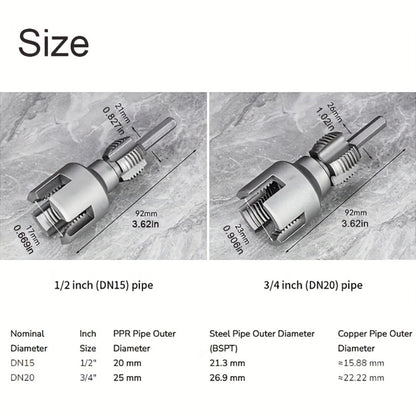 Pipe Thread Cutting Tool – High-Speed Steel Electric Drill Compatible PVC & Steel Pipe Threader, Inside & Outside Threading for 1/2" & 3/4" Pipes, Professional Plumbing & DIY Kit