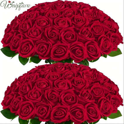 Artificial Roses Bulk with Long Stems – Real Touch Velvet Fake Flowers for Wedding Bouquet, Bridal Centerpiece, Valentine's Day, Mother's Day, Home Decor (50/100pcs, Multi Colors)
