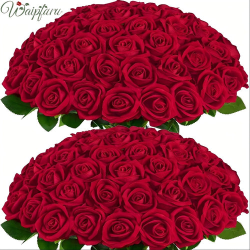 Artificial Roses Bulk with Long Stems – Real Touch Velvet Fake Flowers for Wedding Bouquet, Bridal Centerpiece, Valentine's Day, Mother's Day, Home Decor (50/100pcs, Multi Colors)