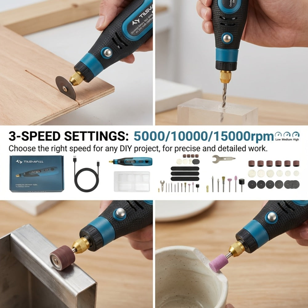 Mini Cordless Electric Polisher Sander 3.7V Rechargeable USB-C – Portable Handheld Polishing Grinding Tool for Wood Craft Engraving DIY Handmade Gifts Art Projects