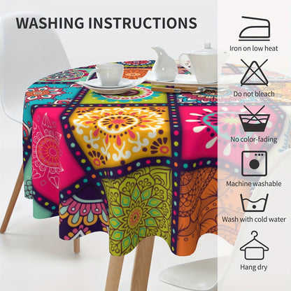 Mandala Bohemian Tablecloth Round & Rectangle Colorful Festival Party Table Cover Home Decor