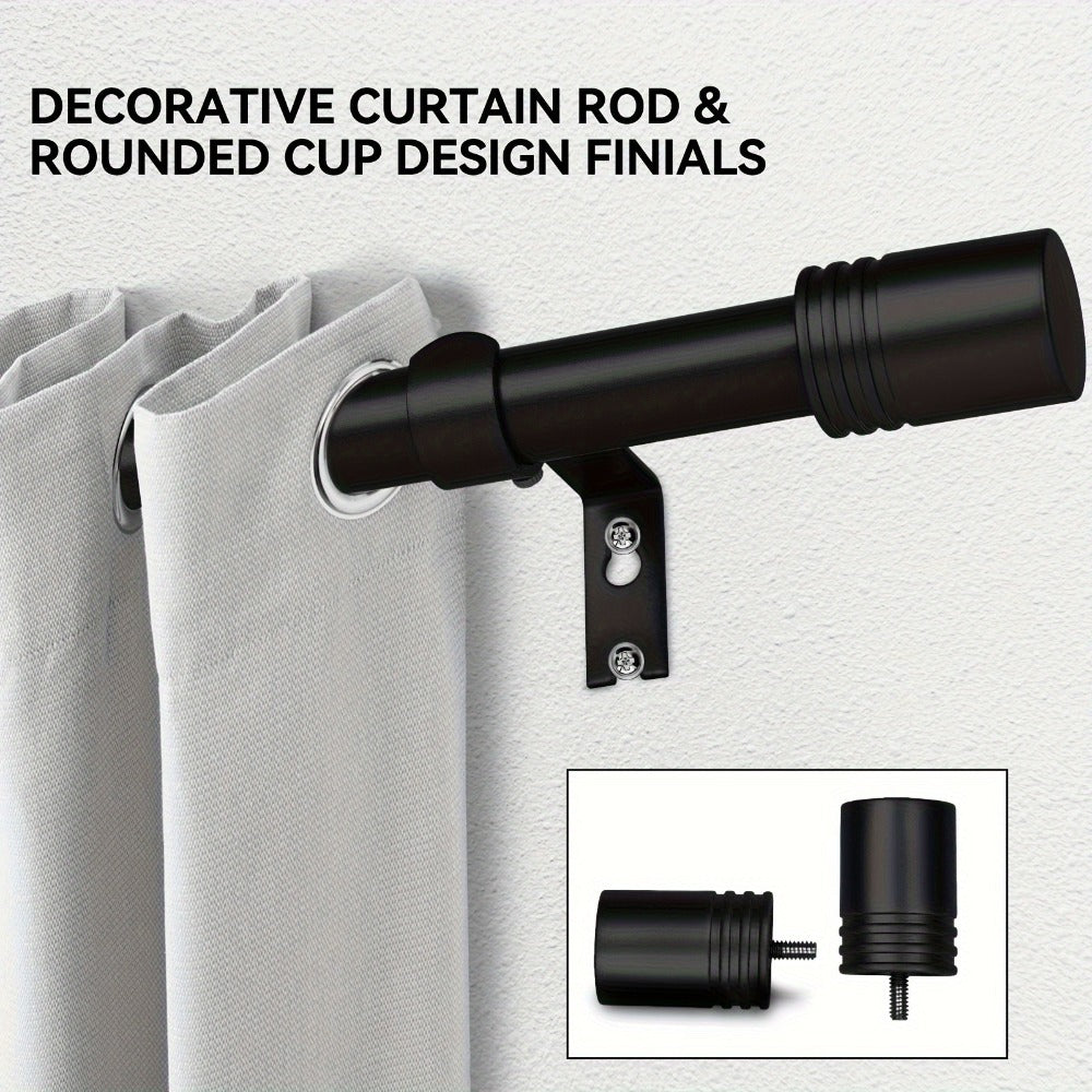 Adjustable Curtain Rods for Windows 1 Inch Diameter – Modern Decorative Drapery Rod with End Finials, 18"-45" to 36"-120" | Black, Brushed Nickel & Gold Finish