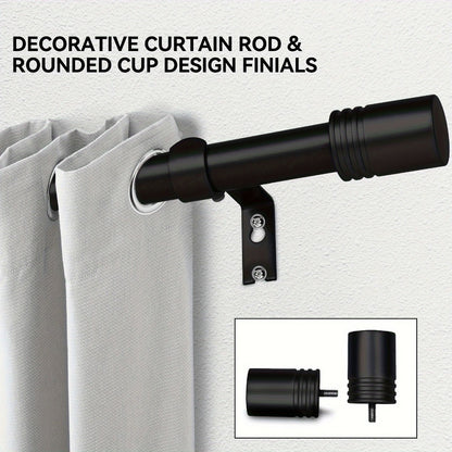 Adjustable Curtain Rods for Windows 1 Inch Diameter – Modern Decorative Drapery Rod with End Finials, 18"-45" to 36"-120" | Black, Brushed Nickel & Gold Finish