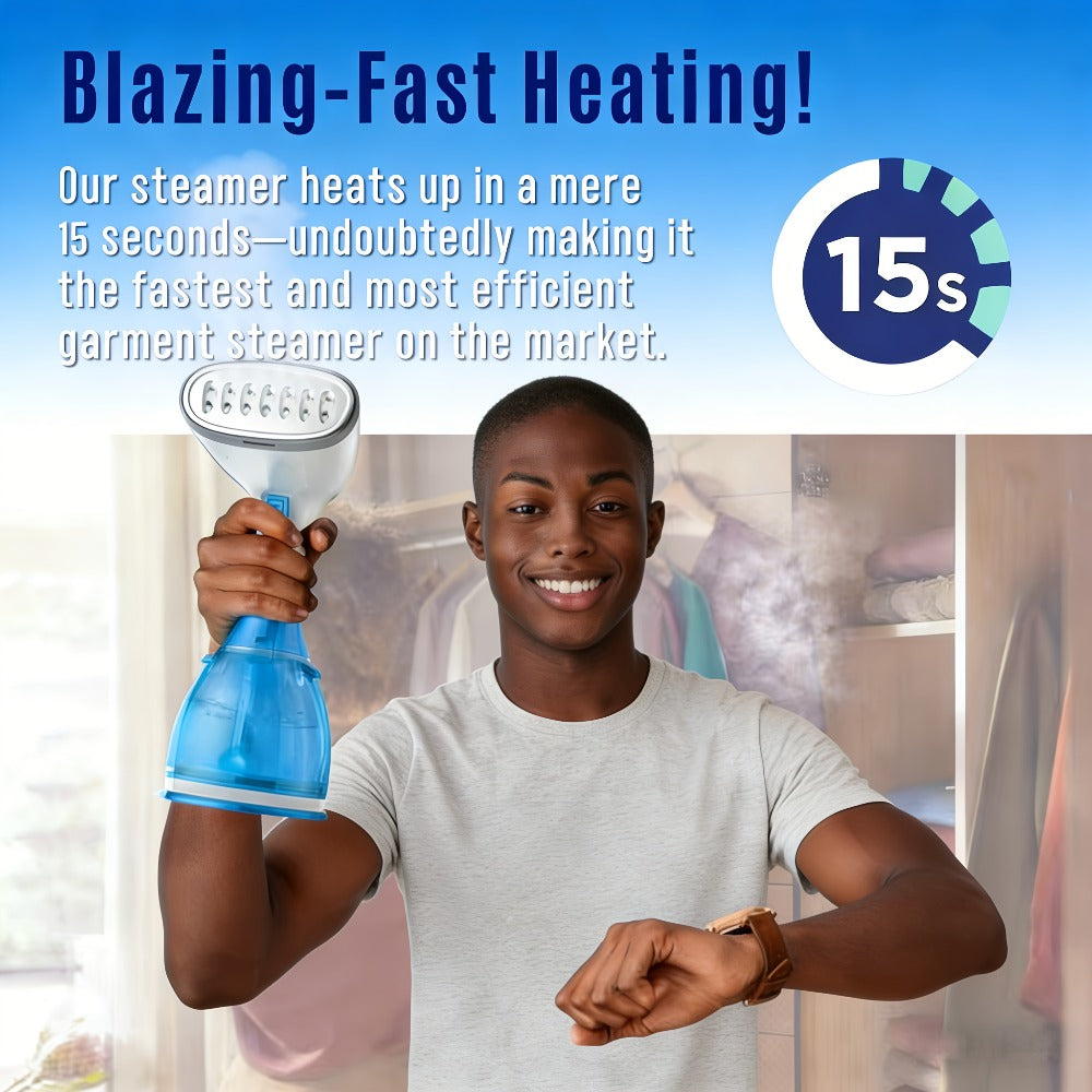 Handheld Garment Steamer 1800W – Fast Heat-Up Clothes Steamer with 3 Steam Settings, 10oz Water Tank & 9.8ft Cord – Portable Travel Wrinkle Remover Safe for All Fabrics (Blue & Green)