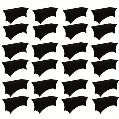 6 Foot Stretch Tablecloth 6/12/24 Pack - Rectangular Spandex Table Cover for Weddings, Trade Shows & Events