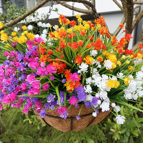 Artificial Flowers Outdoor UV Resistant 40 Bundles Fake Flowers for Home Garden Decor, Faux Floral Greenery Shrubs Plants for Party Table DIY Decoration Mix Colors