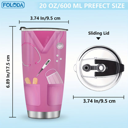 Nurse Tumbler 20oz Stainless Steel Double Wall Vacuum Insulated Travel Mug with Lid Leak-Proof Oval Water Bottle Funny Nurse Design Gift for Nurses Doctors Healthcare Workers Christmas Valentine Appreciation