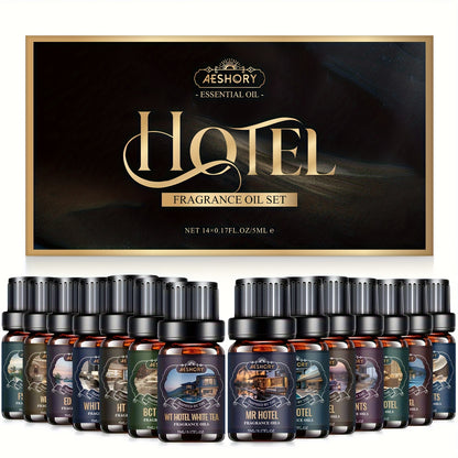 Essential Oil Diffuser Gift Set 14 Pcs – Luxury Fragrance Oils for Diffuser, Candle Making & Aromatherapy | Hotel Collection Scents