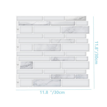 Peel and Stick Backsplash Tile Stickers 10-Sheet - White Marble Self Adhesive Wall Tiles for Kitchen & Bathroom, No Grout DIY Stick On Tiles | Heat & Moisture Resistant, Easy Install Backsplash