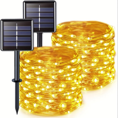 Solar Fairy String Lights Outdoor – 110 LED Copper Wire Solar Twinkle Lights with 8 Modes & Touch Control for Christmas Tree, Garden, Patio, Wedding & Party – 2, 4 or 8 Pack