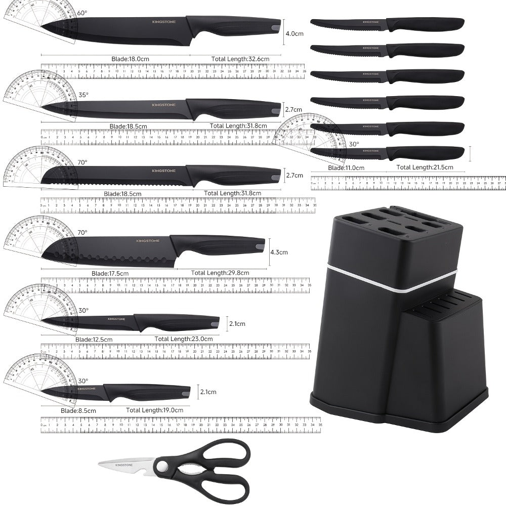 Kitchen Knife Set 15 Piece with Block & Scissors – Professional Chef Knives High Carbon Stainless Steel, Ultra-Sharp Blade, Ergonomic Handle, Home & Restaurant Use, Ideal Holiday Gift