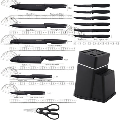 Kitchen Knife Set 15 Piece with Block & Scissors – Professional Chef Knives High Carbon Stainless Steel, Ultra-Sharp Blade, Ergonomic Handle, Home & Restaurant Use, Ideal Holiday Gift