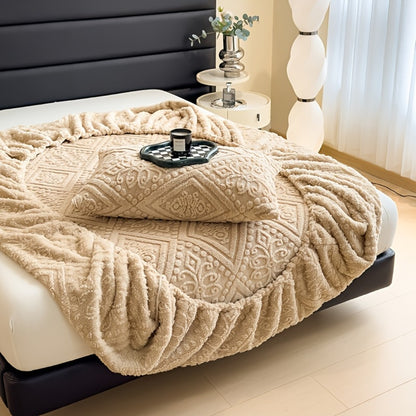 Embossed Fitted Bed Sheet Super Soft Jacquard Mattress Cover Deep Pocket All Season Twin Full Queen King Washable Bedding White Gray Khaki Blue Green