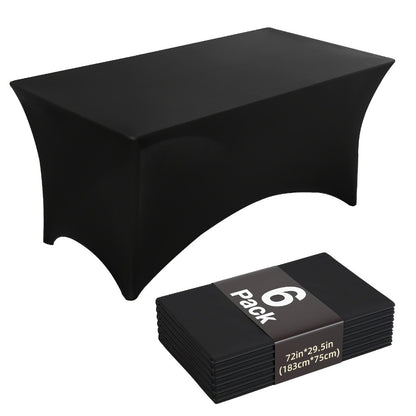 6 Pack Spandex Table Covers for 6ft Rectangular Tables – Fitted Stretch Tablecloths Wrinkle Resistant Washable Reusable for Wedding Party Banquet