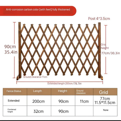 Expandable Wooden Pet Gate Fence Freestanding Retractable Indoor Outdoor Safety Barrier for Dogs Cats - Dark Style Thickened Wood Yard Garden Play Area Divider 27.56 Inch and 35.43 Inch Height Options