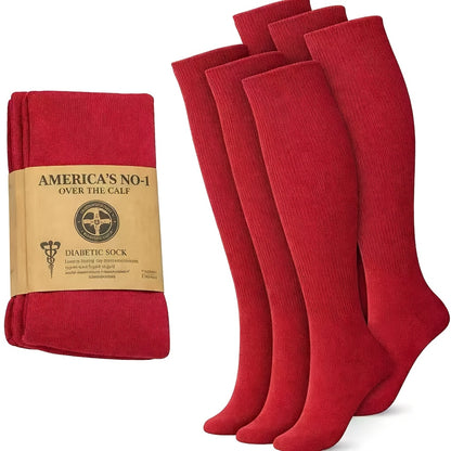Extra Wide Socks for Swollen Feet 6 Pairs Stretch to 30 Inch Non-Binding Seamless Loose Fit Neuropathy Bariatric Edema Socks for Men Women Plus Size Seniors Multi Color