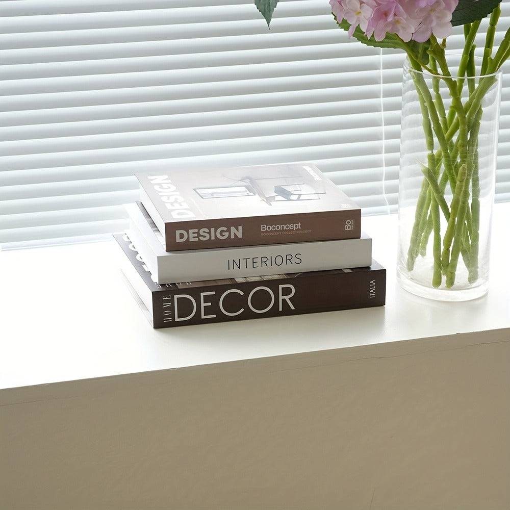 Decorative Fake Books Set of 3 – Nordic Style Stackable Faux Book Decor for Living Room Bookshelf, Coffee Table & Shelf Styling, Maintenance-Free Paper Dummy Books Home Decor Accent