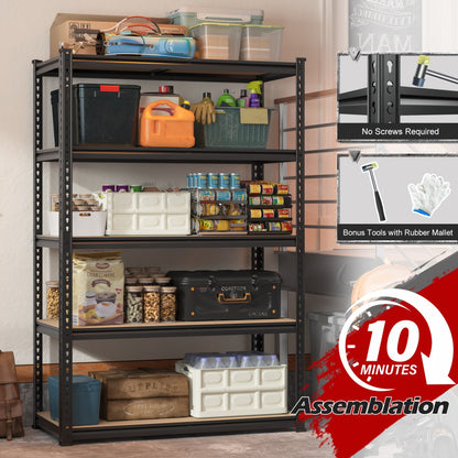 Heavy Duty Garage Shelving 5-Tier Metal Storage Shelves 3020LBS Capacity Adjustable Steel Shelf Unit for Garage Basement Warehouse Easy Assembly Black Silver