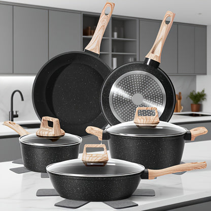 Pots and Pans Set 12-Piece Non-Stick Kitchen Cookware – Complete Cooking Set with Frying Pan | Durable Even-Heating Non-Stick Coating | Available in Black & White | Home Kitchen Essentials
