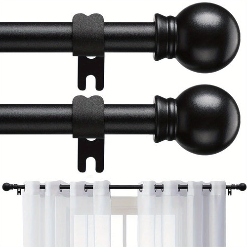 Curtain Rods 2 Pack Matte Black Adjustable 28 to 95 Inch | 5/8 Inch Stainless Steel Extra Long Window Curtain Rod Set for Living Room Bedroom Bathroom Kitchen | Multiple Sizes Available