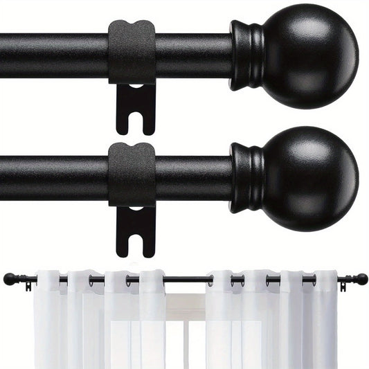 Curtain Rods 2 Pack Matte Black Adjustable 28 to 95 Inch | 5/8 Inch Stainless Steel Extra Long Window Curtain Rod Set for Living Room Bedroom Bathroom Kitchen | Multiple Sizes Available