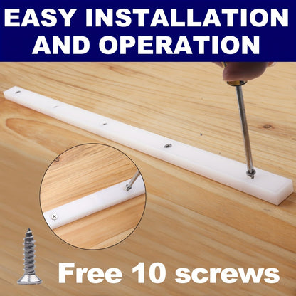 UHMW Miter Bar for Table Saw Crosscut Sled – 3/4" x 3/8" x 17" Predrilled T-Slot Track with 10 Screws for Jigs Fixtures & Miter Slots, Smooth Low-Friction Glide
