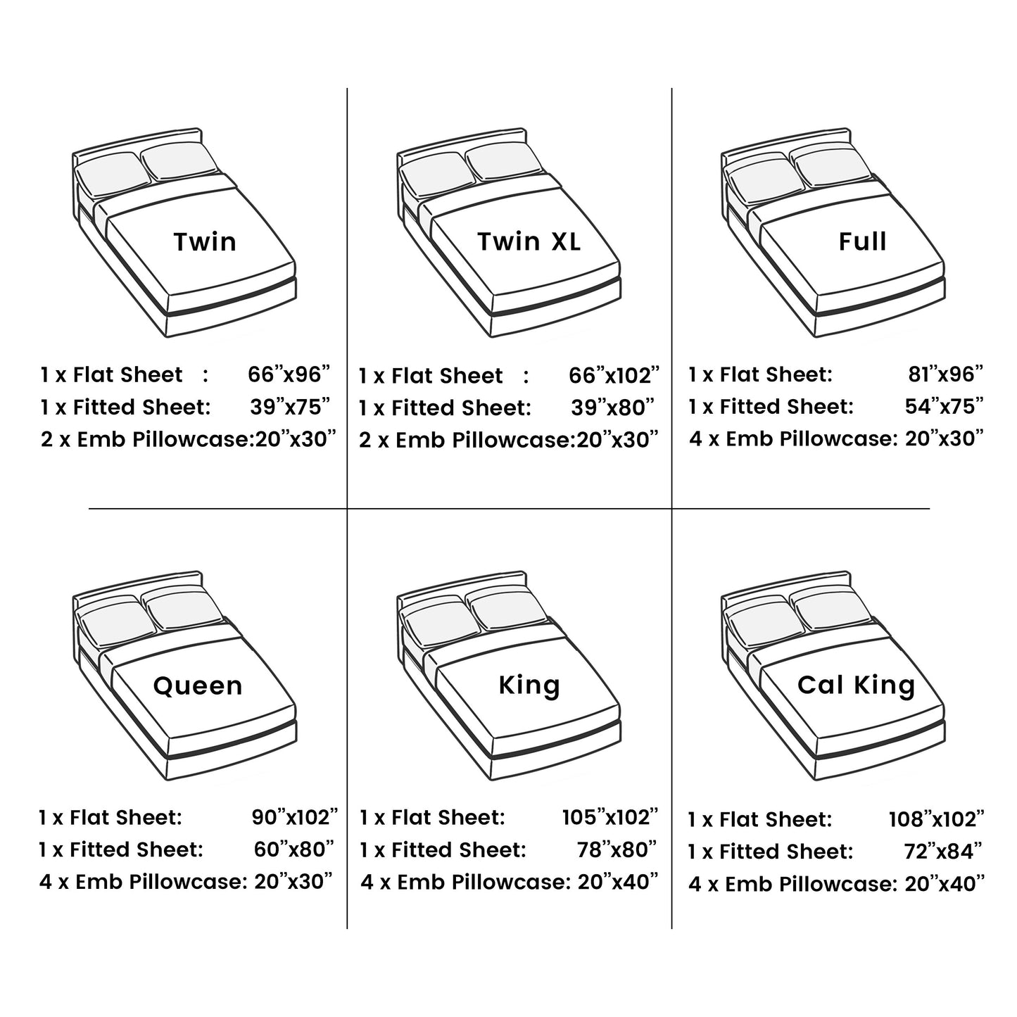 Brushed Microfiber Sheet Set 6pcs – Soft Fade-Resistant Bedding 20 Colors Twin Twin XL Full Queen King Cal King Fitted Flat Pillowcases