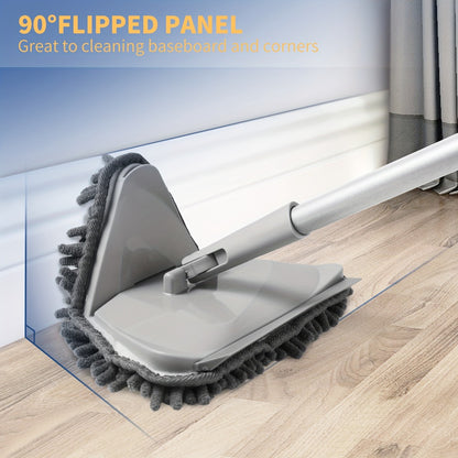 Long Handle Wall Mop 82 Inch Ceiling Floor Baseboard Cleaner Tool with Squeegee & 6 Replacement Microfiber Pads for Walls Windows