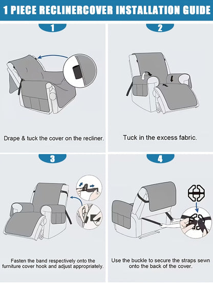 Recliner Chair Cover Waterproof Non-Slip Sofa Slipcover with Pocket Pet Scratch Resistant Washable Furniture Protector for Living Room Multiple Colors