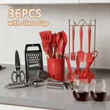 Red with Glass Cup