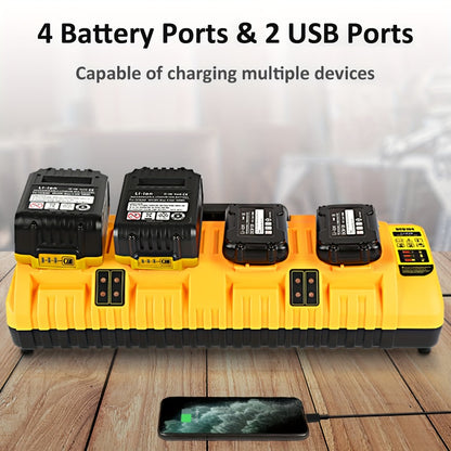 4-Port Dewalt Battery Charger DCB104 12V 20V Max 2 USB Ports