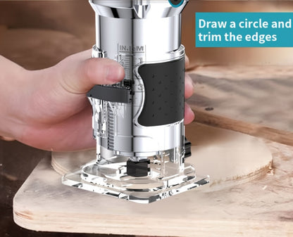 Wood Router 800W Trim Router for Woodworking - 35000RPM Electric Router with Edge Guide, Roller Guide, 6-Speed Adjustment for Precise Trimming, Profiling & Milling