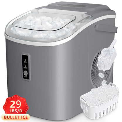 Self-Cleaning Ice Maker Countertop 8 Cubes in 6 Minutes, 2 Ice Sizes S/L, 26-29 Lbs Per Day, Smart ICE FULL & ADD WATER Indicators, Portable Handle, 6 Colors for Home Kitchen Camping RV