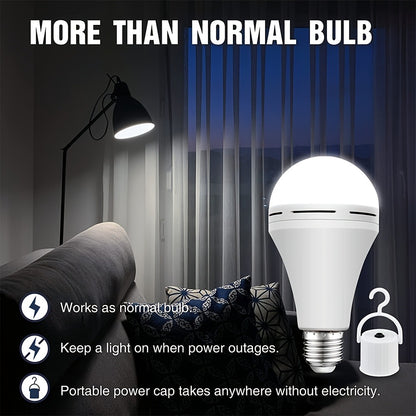 Rechargeable Emergency LED Light Bulb 12W 1100 Lumens 96W Equivalent with 800mAh Battery Backup – 6500K E26 E27 Base Non-Dimmable Auto-On Power Outage Bulb for Home Office Camping, 8-Pack