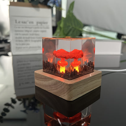 Mushroom Cloud Night Light – USB Powered LED Atomic Bomb Glow Lamp, Sci-Fi Desktop Decoration Art Piece, Unique Gift for Nuclear Enthusiasts, Bedroom Living Room Office Decor