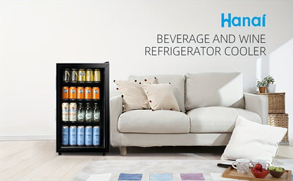 Beverage Refrigerator with Glass Door – Mini Fridge 2.0/3.5/4.0 Cu Ft, LED Lights, Adjustable Shelves, R600a Cooling for Beer, Wine & Drinks, Home, Office & Bar