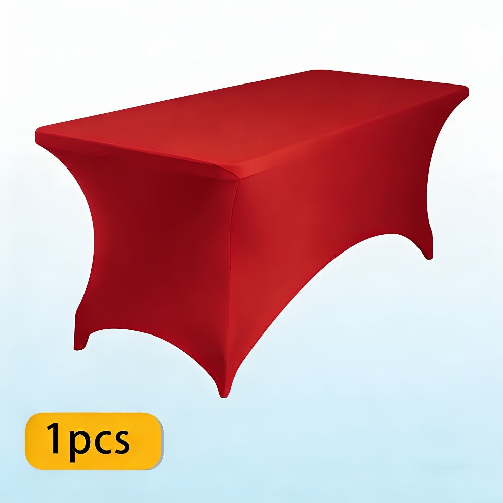 Spandex Tablecloth for 6 ft Rectangle Tables – Elastic Fitted Table Cover for Events, Parties, Weddings & Banquets – Wrinkle-Free Stretch Fabric in Black, White & Red, Indoor & Outdoor Use