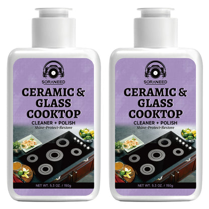 Ceramic Stovetop Cleaner Cream – Heavy Duty Glass Stove Top Cleaning Paste, Removes Burnt-On Grease & Stains, Non-Scratch, Non-Toxic, No Harsh Fumes, Safe for Induction & Electric Cooktops